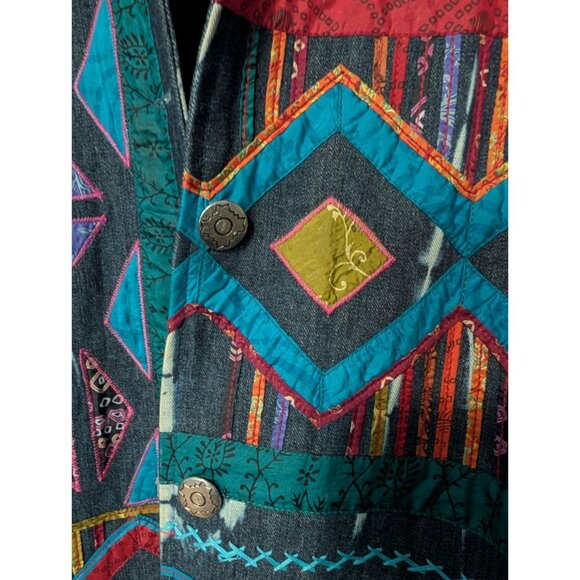 Chicos Design Jacket Large Southwest Embroidered silk applique - Picture 9 of 10